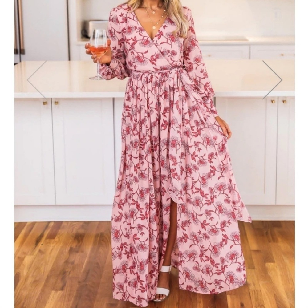 Pink‎ Lily My Dearest Darling pink retro floral maxi dress plus size 2X new